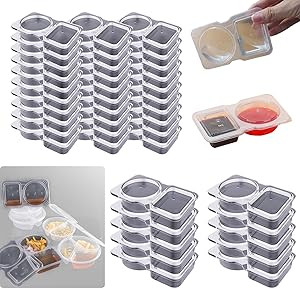 40PCS Double Compartment Snack Containers with Lids,Square & Round Condiment Containers with Lids... | Amazon (US)