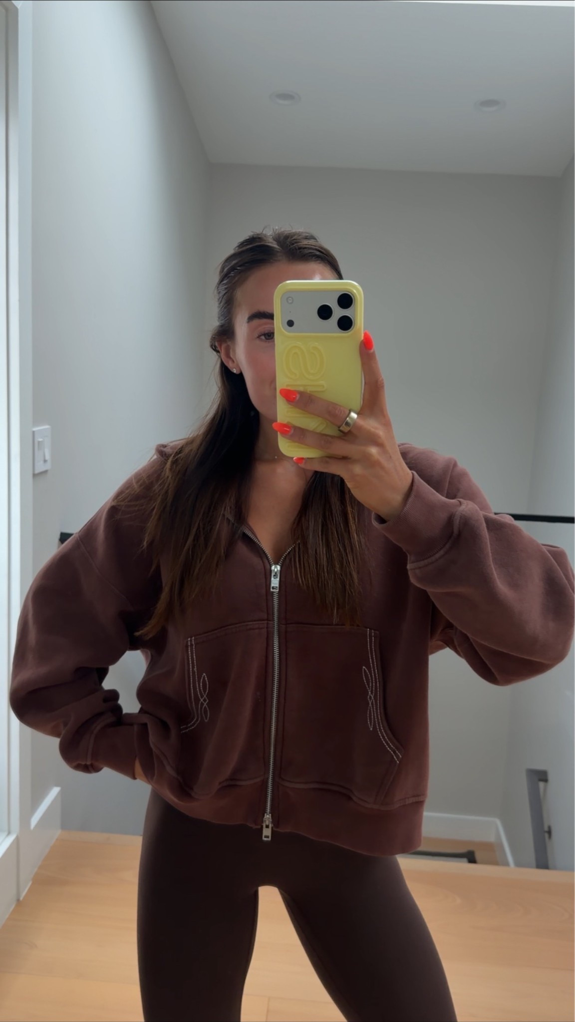 Zip up is linked! No longer avail in brown but so many other good faded colorways! I’m wearing a medium.