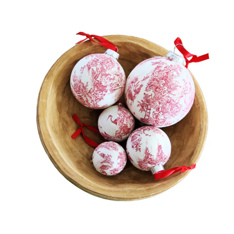 Red Toile Christmas Ornament: French Country Fabric Tree Decoration - Etsy | Etsy (US)