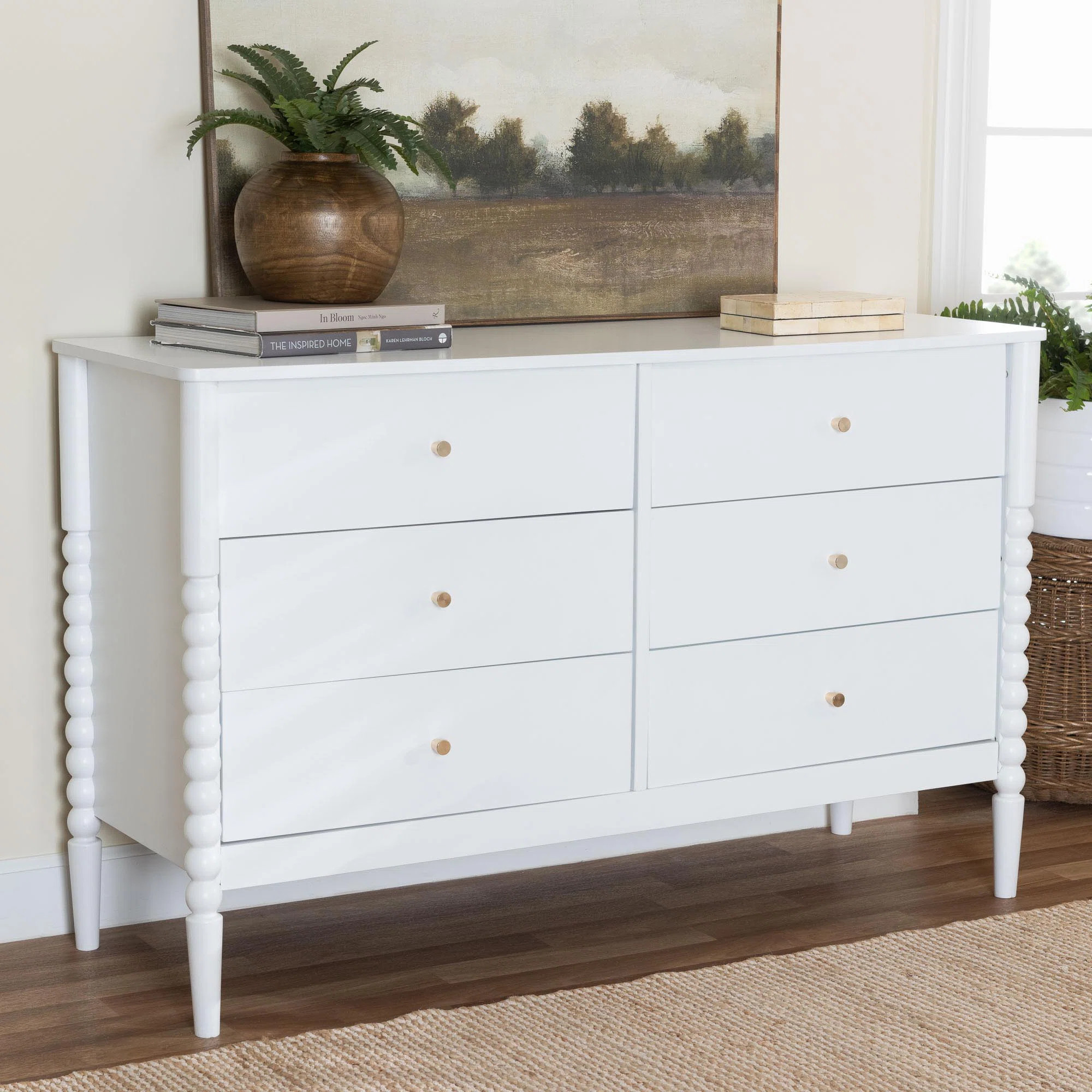 Lucera Mid-Century Bobbin Wood 6-Drawer Dresser | Wayfair North America
