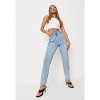 Light Blue Asymmetric Fasten Jeans | Missguided (US & CA)