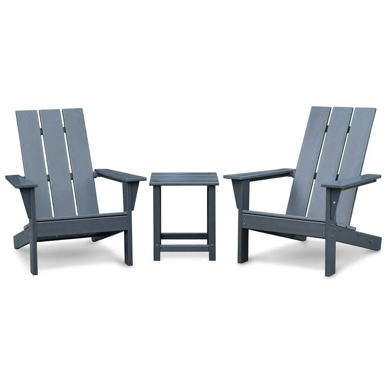 ATR ART to REAL 3PCS Outdoor Adirondack Chairs, Adirondack Chairs Set with Side Table,Dark Grey | Walmart (US)