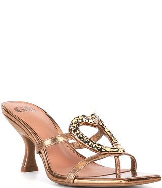 Soul-Ties Metallic Leather Heart Dress Sandals | Dillard's