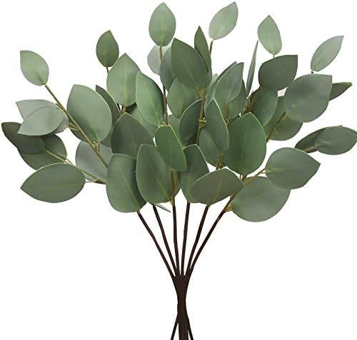 Felice Arts 6 Pack Artificial Eucalyptus Leaves Stems 13 Inches Faux Greenery Stems Branches for ... | Amazon (US)