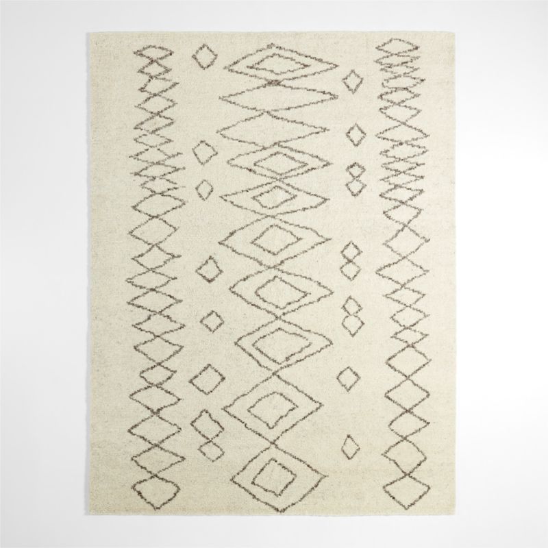 Marseilles Wool Hand-Knotted Black Ivory Area Rug 6'x9' | Crate & Barrel | Crate & Barrel