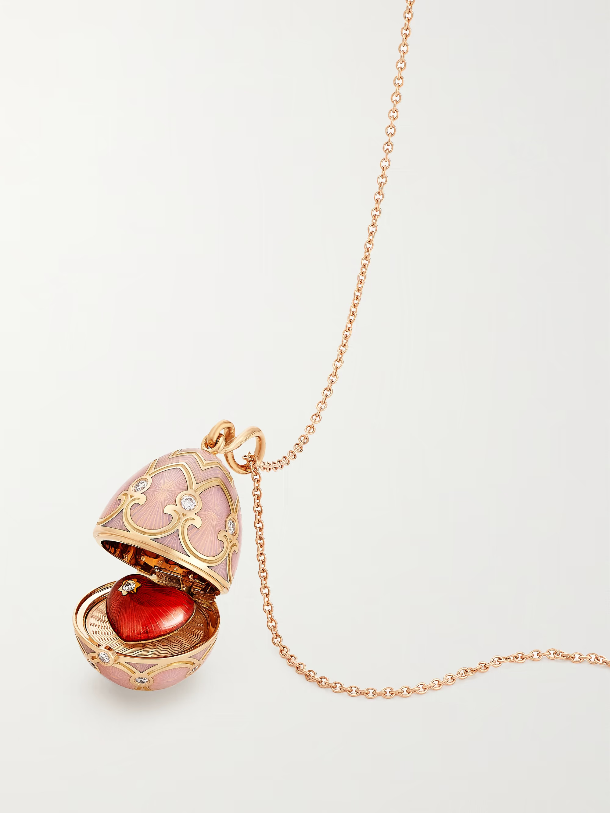 Heritage 18-karat rose gold, enamel and diamond necklace | NET-A-PORTER (US)