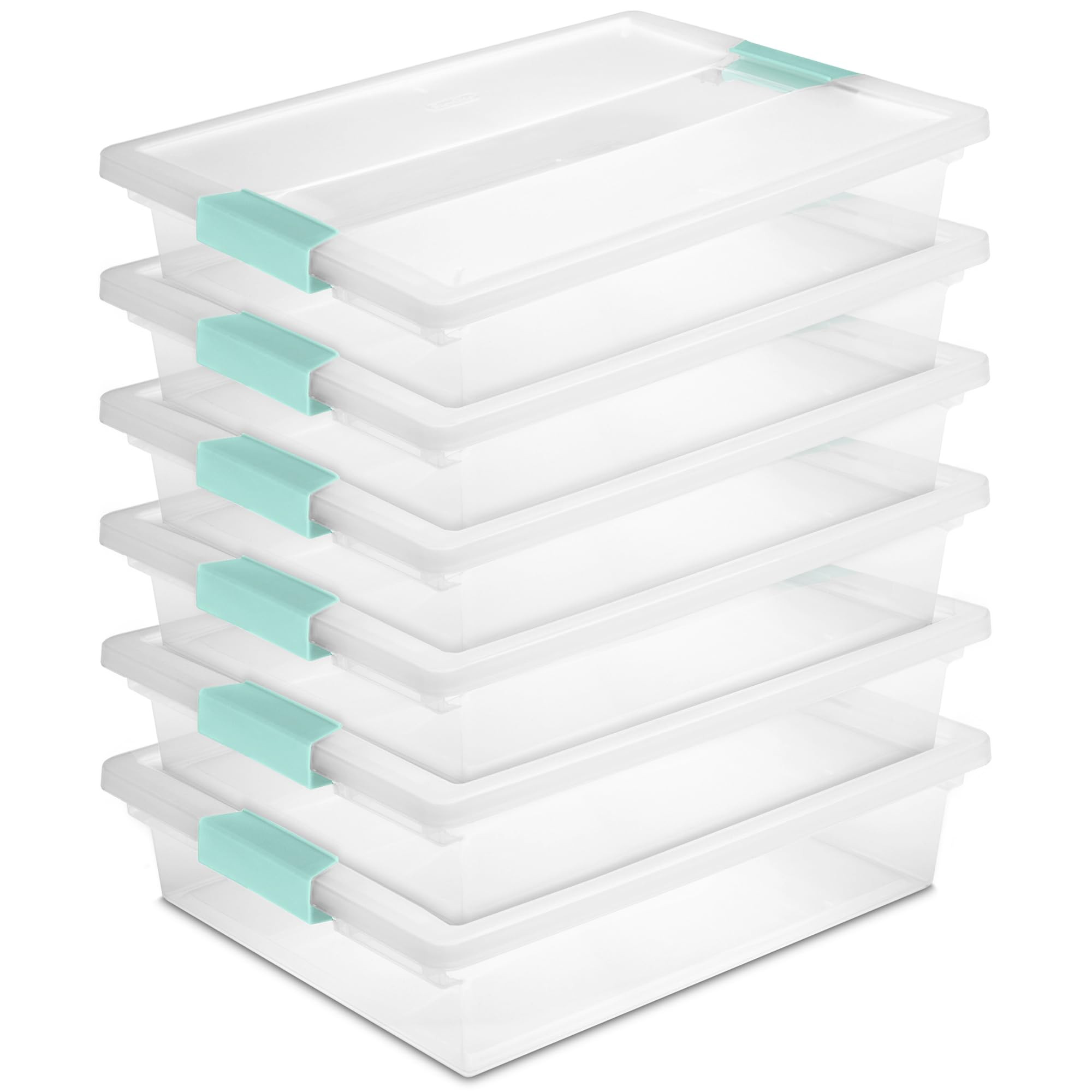 Sterilite 6-Pack Clip Box, Stackable Clear Plastic Bins with Latching Lids, Large - Writing, Arts... | Amazon (US)