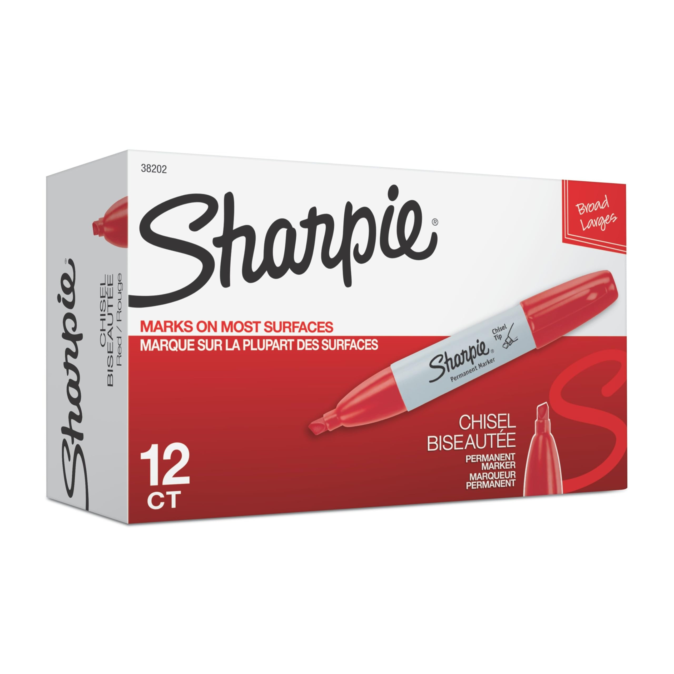 Sharpie Permanent Markers, Chisel Tip, Red, 12 Count | Amazon (US)