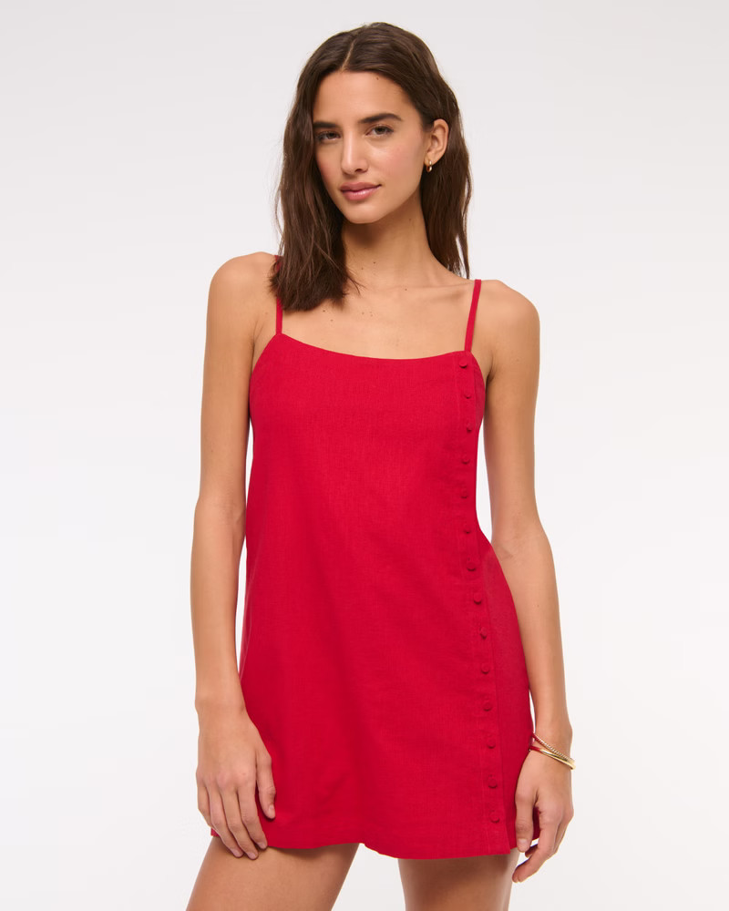 Women's Linen-Blend Button Skort | Women's New Arrivals | Abercrombie.com | Abercrombie & Fitch (US)