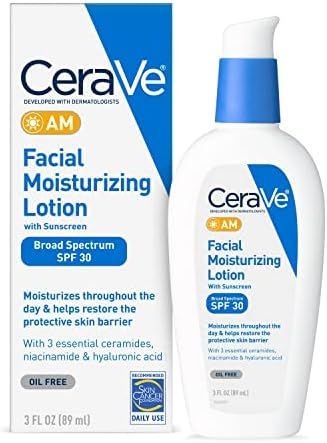 CeraVe AM Facial Moisturizing Lotion SPF 30 | Oil-Free Face Moisturizer with Sunscreen | Non-Comedog | Amazon (US)