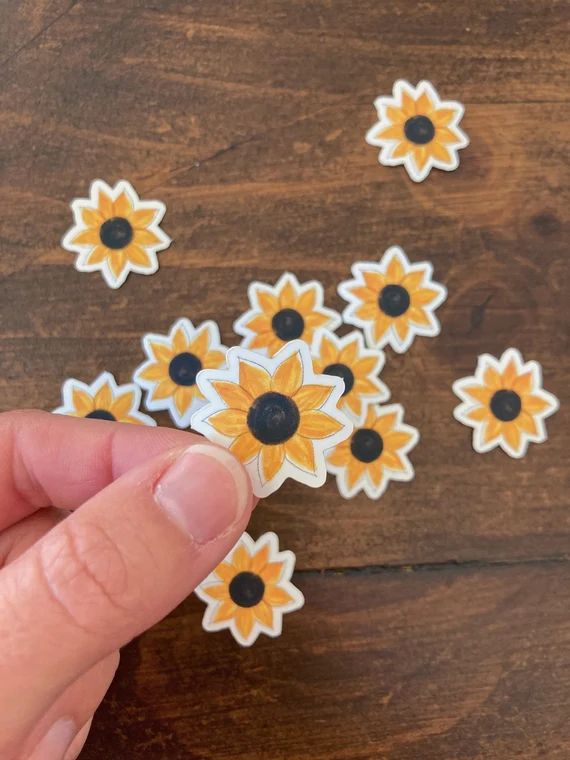 Mini Sunflower Vinyl Sticker / Floral Inspired Decal / Hand | Etsy | Etsy (US)