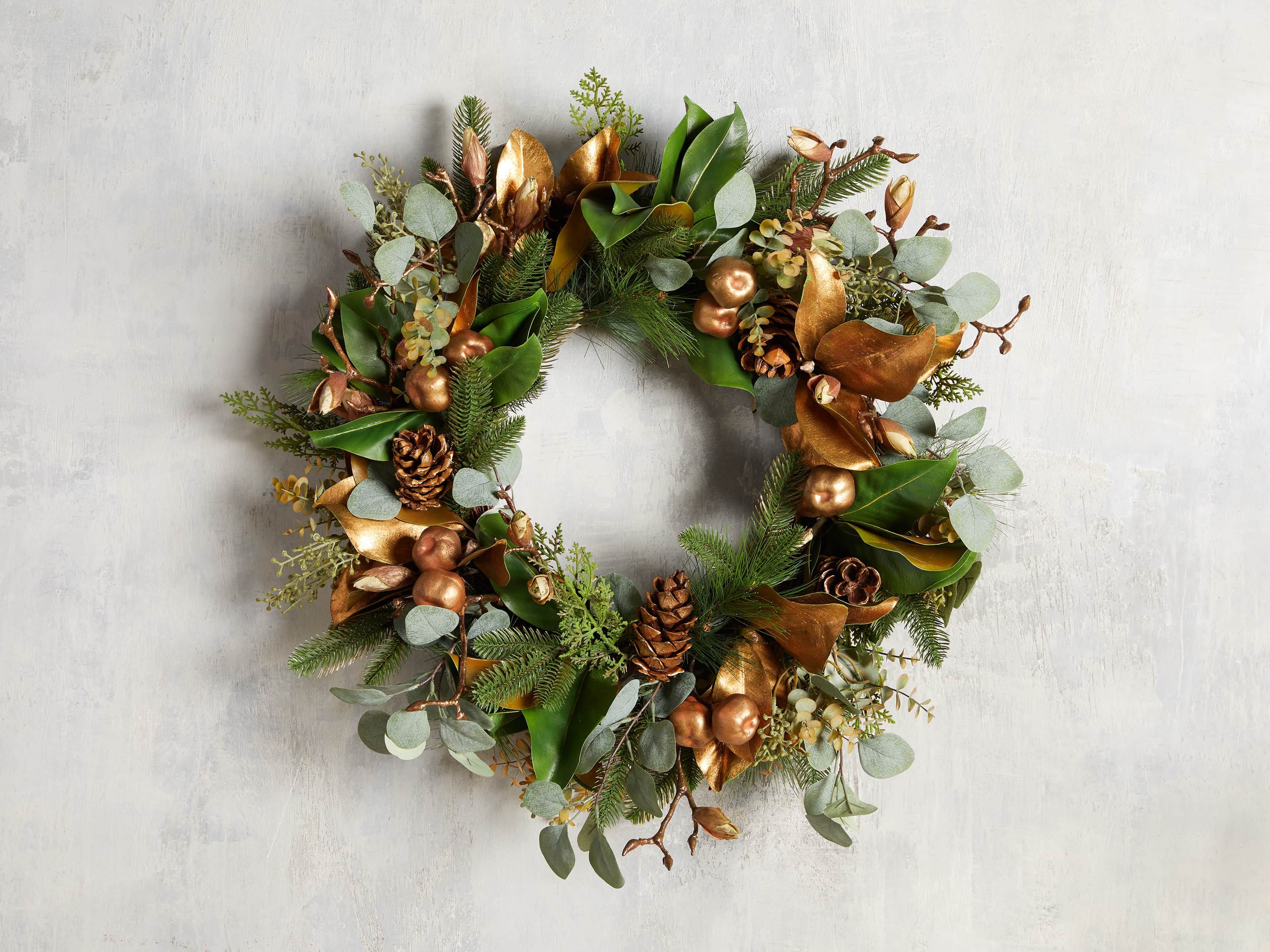 Faux Golden Mix Wreath | Arhaus