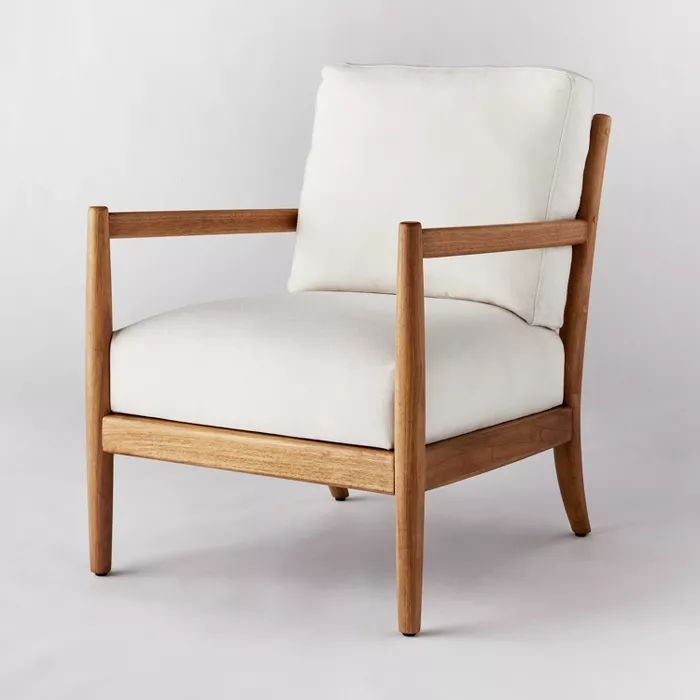 Ladder Back Wood Arm Accent Chair Cream - Threshold™ designed with Studio McGee | Target
