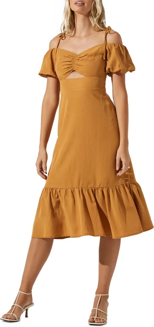 Aleda Cold Shoulder Cutout Cotton Midi Dress | Nordstrom