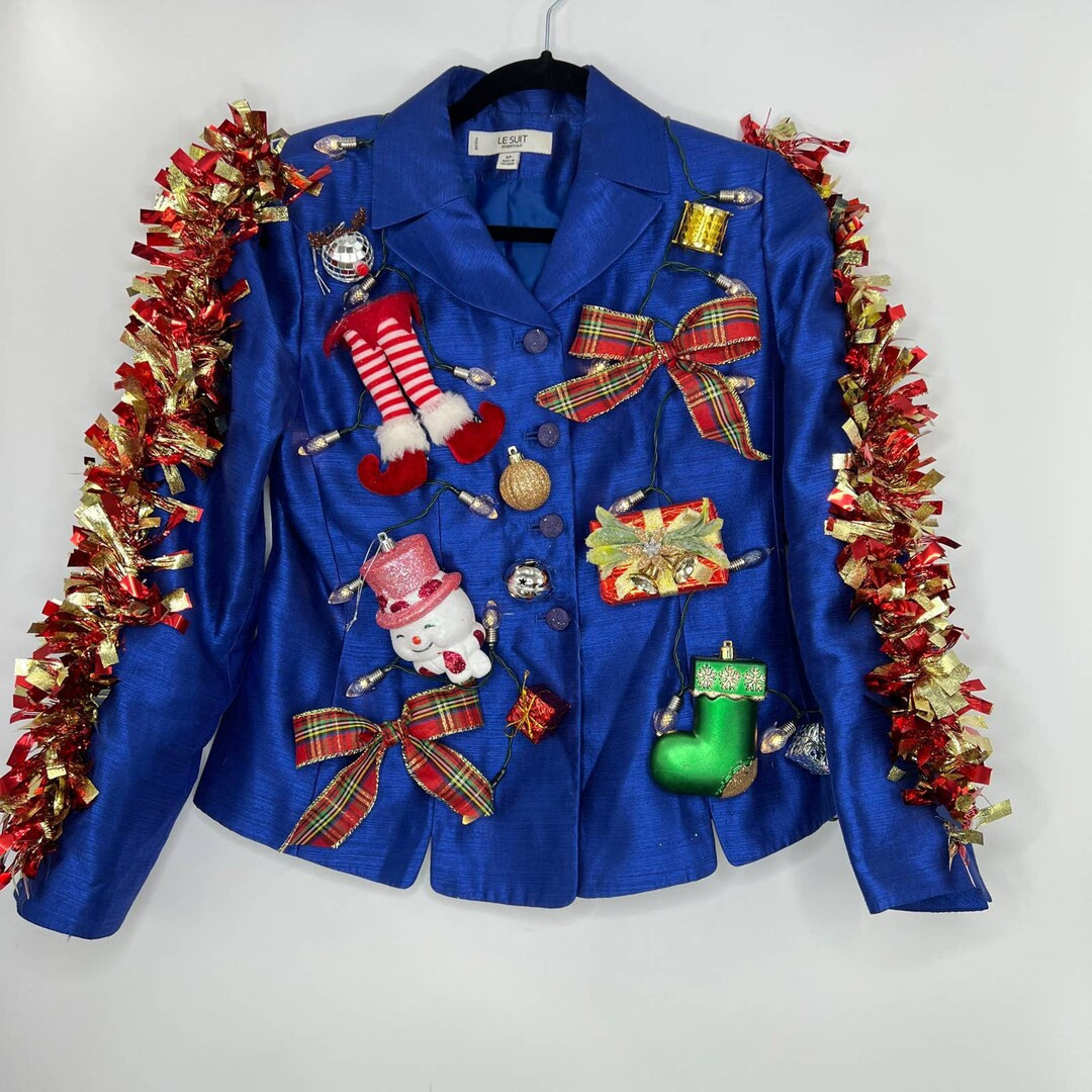 Ugly Christmas Sweater Party Winner Blazer LIGHTS UP Tacky Party Sweater Size 6P - Etsy | Etsy (US)