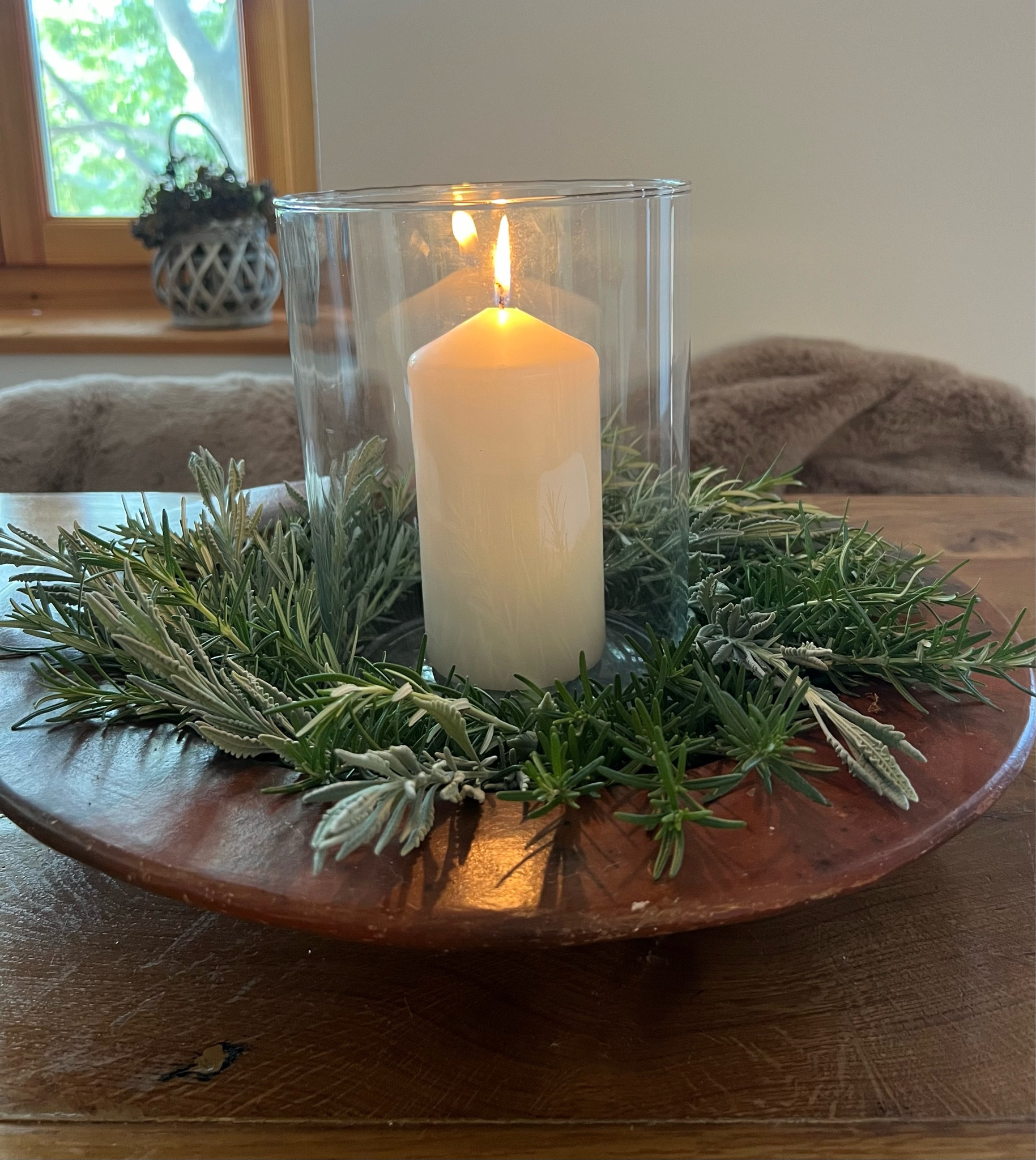 Centerpiece. A pretty table centerpiece for the holidays. A vintage wood bowl with herb sprigs or pine. So simple and smells so good! #Tablecenterpiece #christmasdecor

#LTKHoliday #LTKHome #LTKFindsUnder50