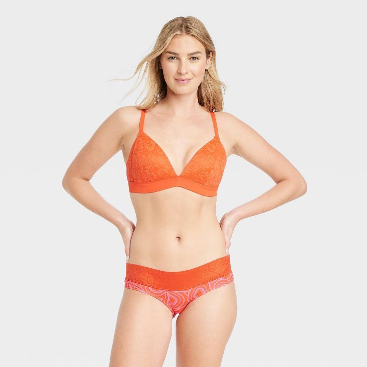 Women's Cotton Cheeky Underwear with Lace Waistband - Auden™ Orange | Target