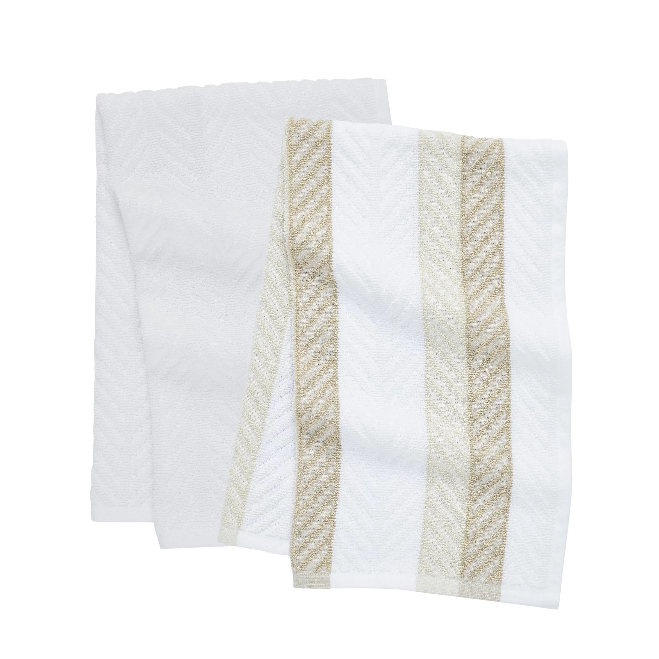 My Texas House Stripe 16" x 28" Cotton Terry Kitchen Towels, 2 Pieces, Beige | Walmart (US)