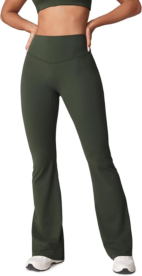 Hugcurve No Front Seam High Waisted Flare Leggings for Women Bootcut Yoga Pants Buttery Soft - 29... | Amazon (US)