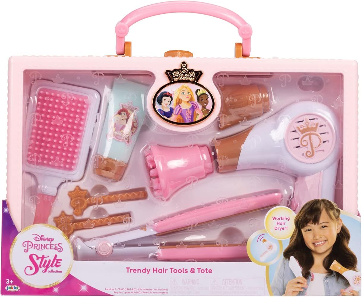 Disney Princess Style Collection Girls Trendy Hair Pretend Play Styling Tools with Sound & Storag... | Amazon (US)