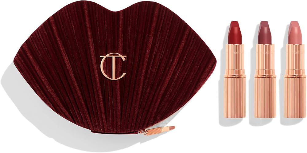 Charlotte Tilbury Hot Lips Lipstick Trio Gift Set - 3 Full-Size Matte Revolution Lipsticks with I... | Amazon (US)