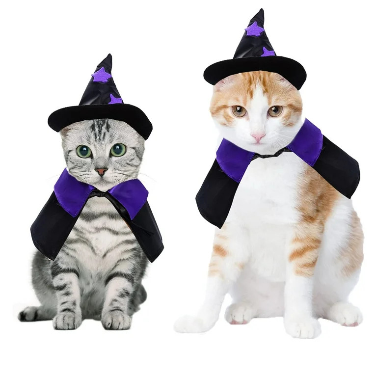 WILLED Halloween Pet Costumes, Cat Wizard Costume, Dog Witch Cloak & Hat, Purple Witch Cloak for ... | Walmart (US)