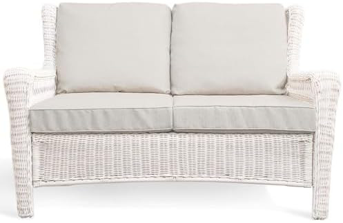 Park Meadow Outdoor Wicker Loveseat Sofa with Waterproof Cushions, All-Weather HDPE Rattan Patio ... | Amazon (US)