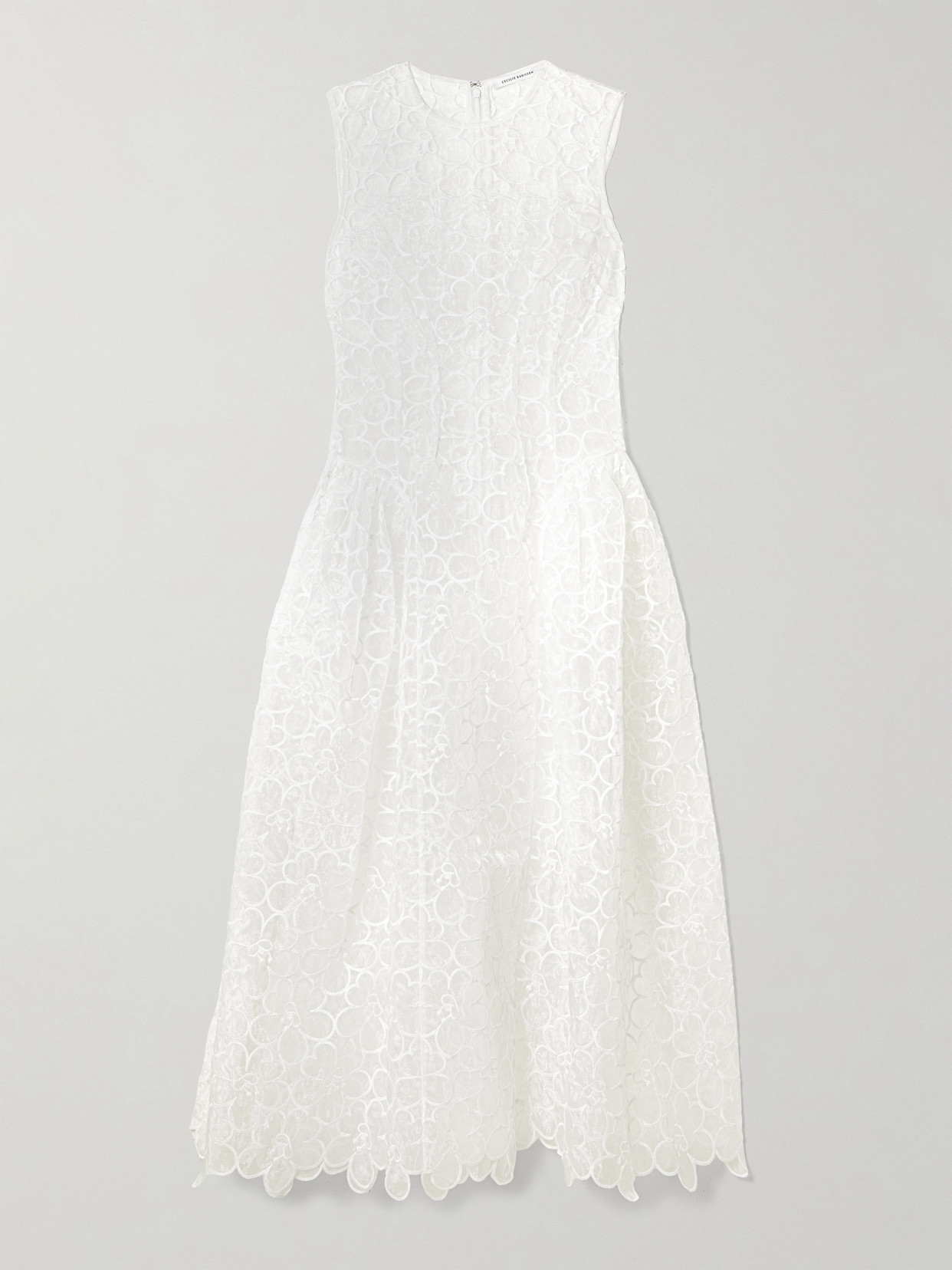 Cecilie Bahnsen - Cate Embroidered Tulle Midi Dress - White | NET-A-PORTER (US)