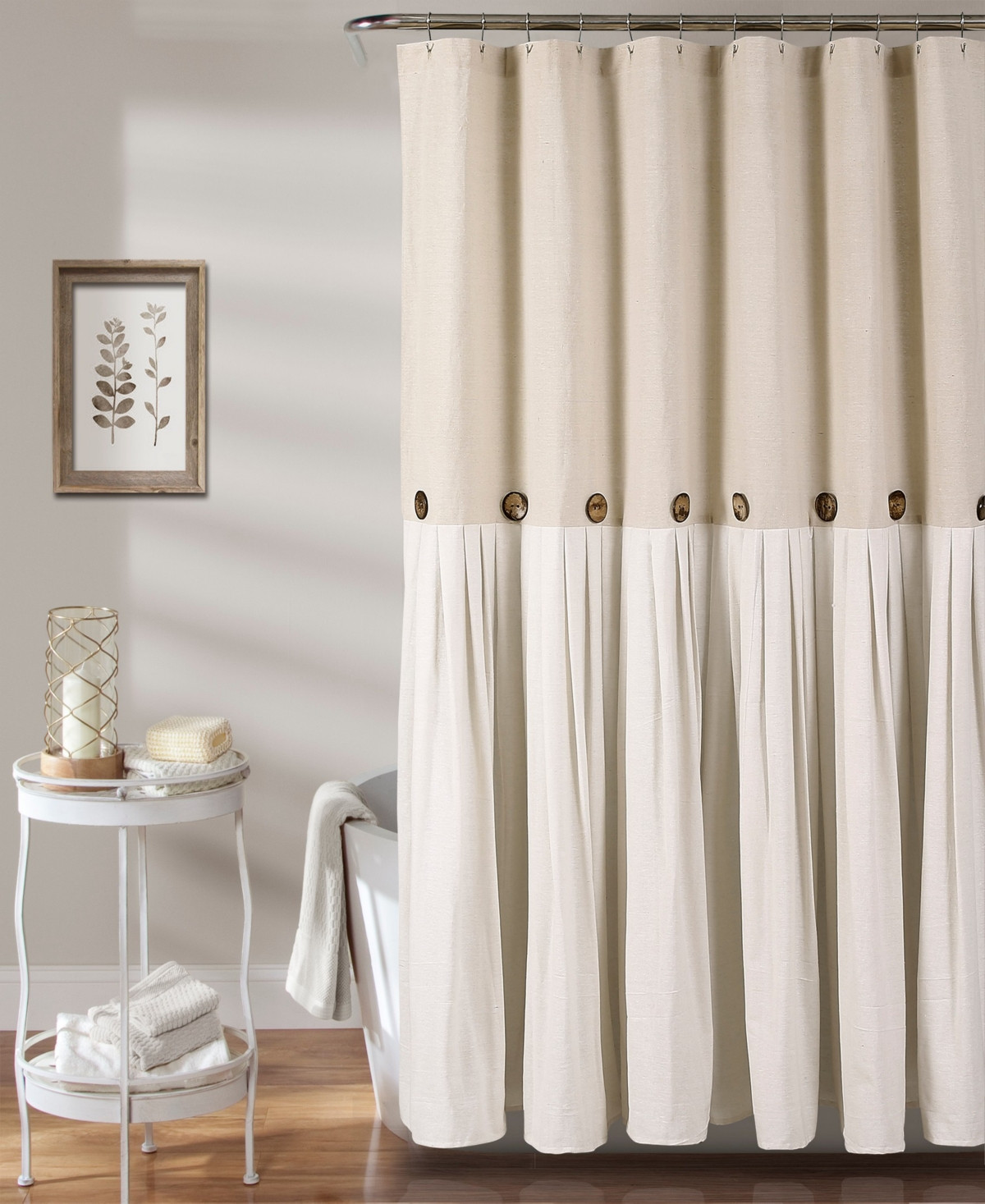 Lush Decor Linen Button Shower Curtain, 72" x 72" - Linen | Macy's