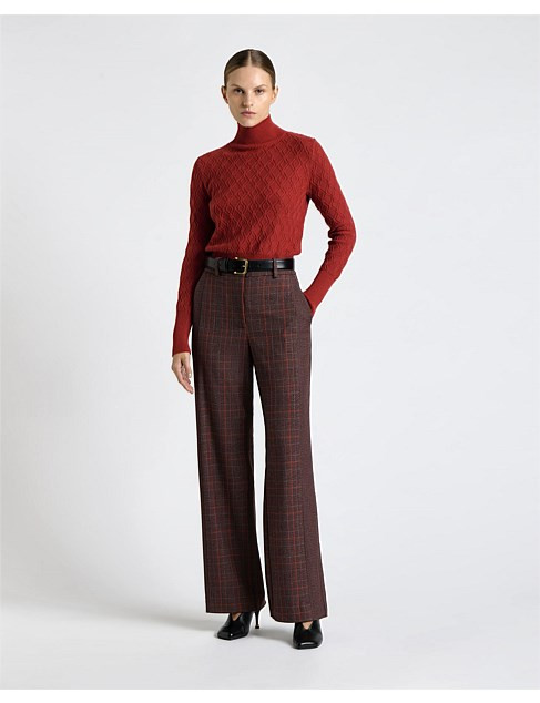 EUROPEAN PRINCE OF WALES CHECK WIDE LEG PANT | David Jones (Australia & New Zealand)