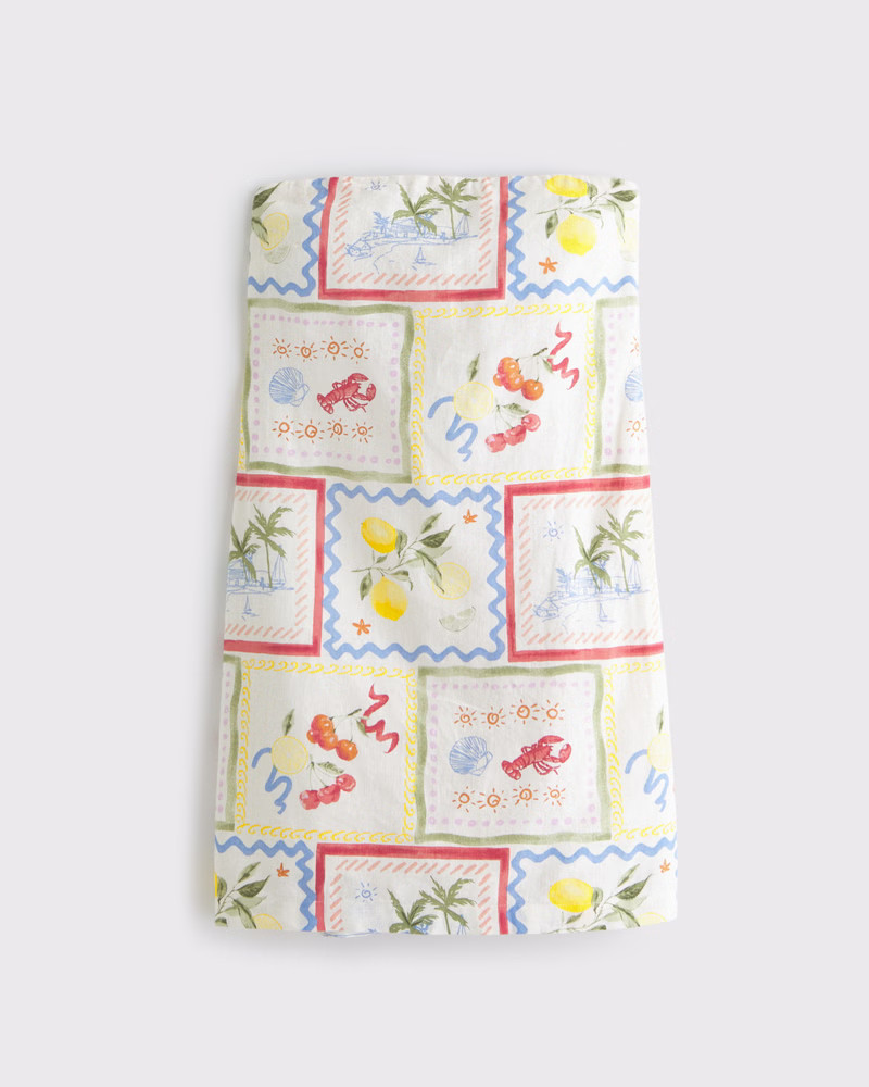 Abercrombie & Fitch Women's The A&F Scarlett Strapless Linen-Blend Skort in Tile Print - Size XS | Abercrombie & Fitch (US)