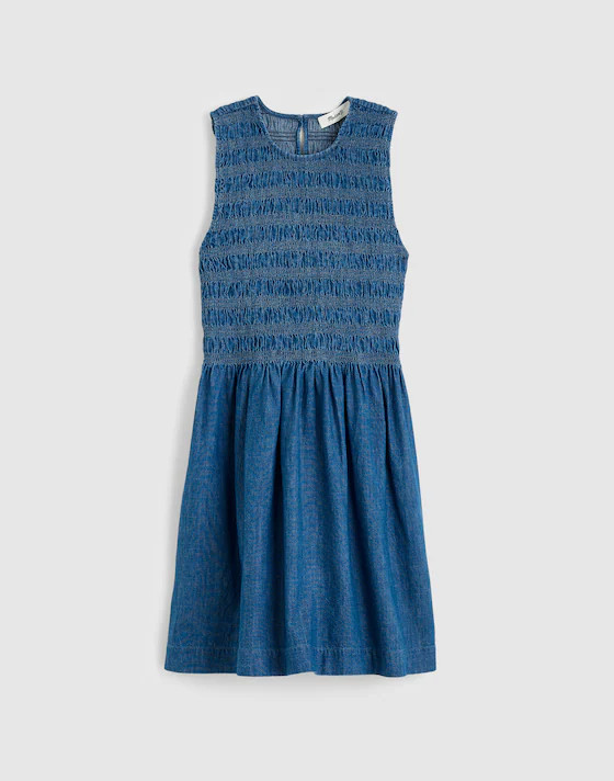 The Denim Melody Smocked Mini Dress | Madewell