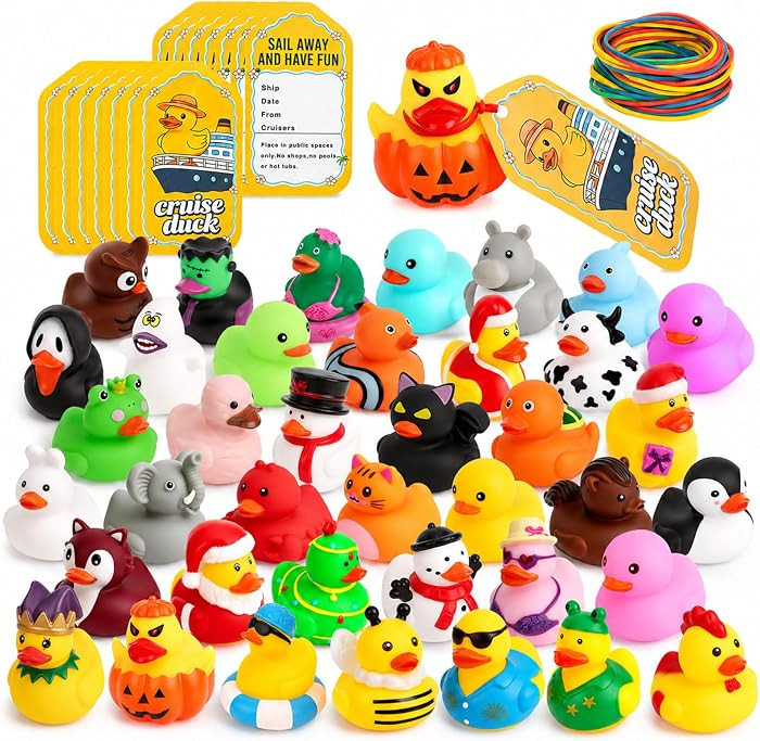 EKisemio 120 Pcs Cruise Ducks Kit for Hiding,Rubber Ducks with Tags & Bands | Amazon (US)