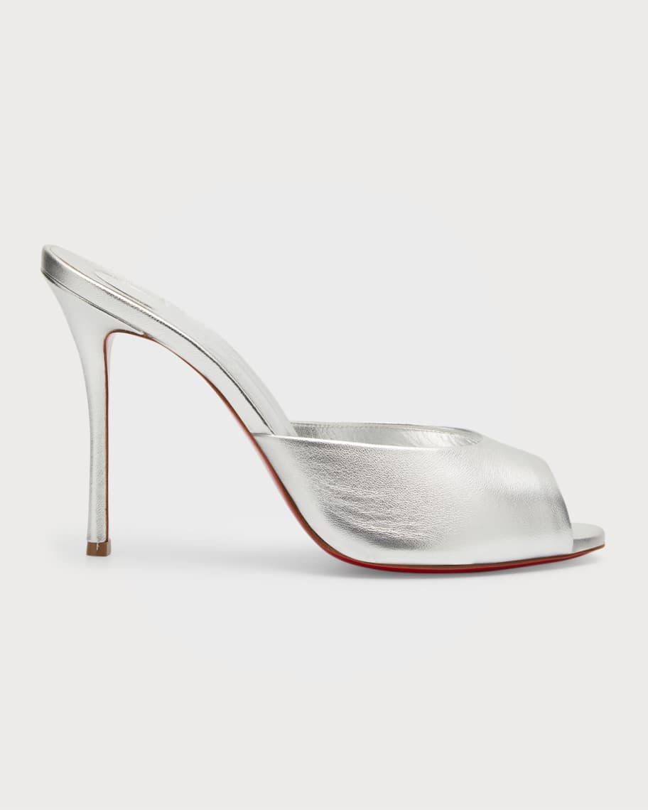 Christian Louboutin 100mm Me Dolly Metallic Slide Sandals | Neiman Marcus