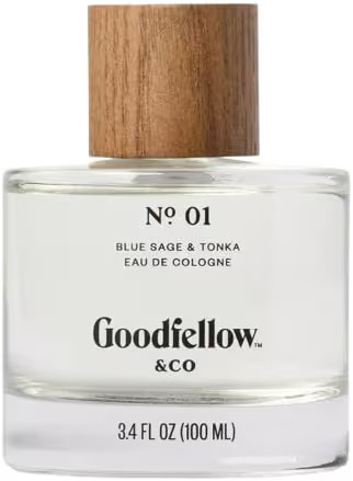 Goodfellow & Co No. 1 Blue Sage & Tonka Eau de Cologne, Wood Cap, Glass Bottle, 3.4 fl oz | Amazon (US)