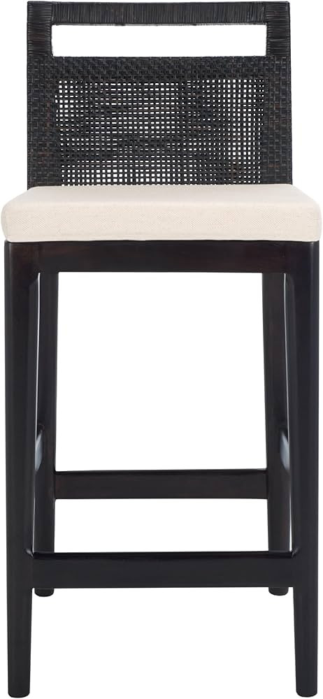 SAFAVIEH Home Collection Darin 24-inch Dark Brown/White Cushion Counter Stool (Fully Assembled) | Amazon (US)