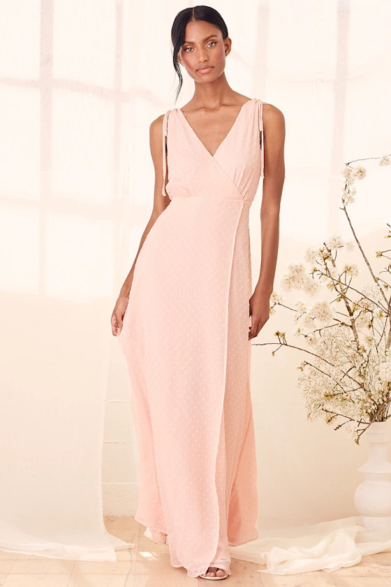 Romantic Possibilities True Blush Swiss Dot Maxi Dress | Lulus (US)