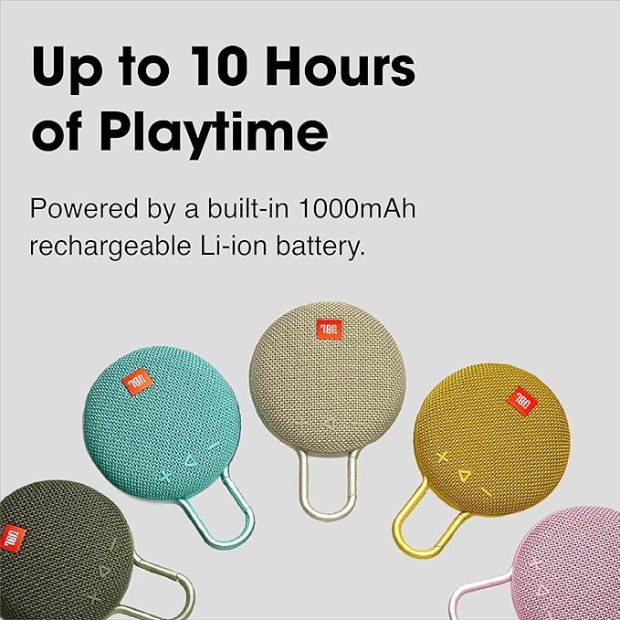 JBL Clip 3, Mustard Yellow - Waterproof, Durable & Portable Bluetooth Speaker - Up to 10 Hours of... | Amazon (US)