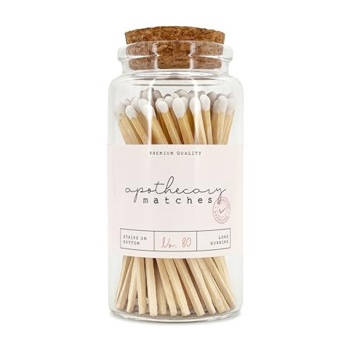Apothecary Wooden Matches in a Jar with Striker | Decorative Matches for Candles | Long Matches for Candles in Apothecary Glass Jar | Approx. 80 Safety Matches for Home Decor & Bathroom (1 Jar) | Amazon (US)