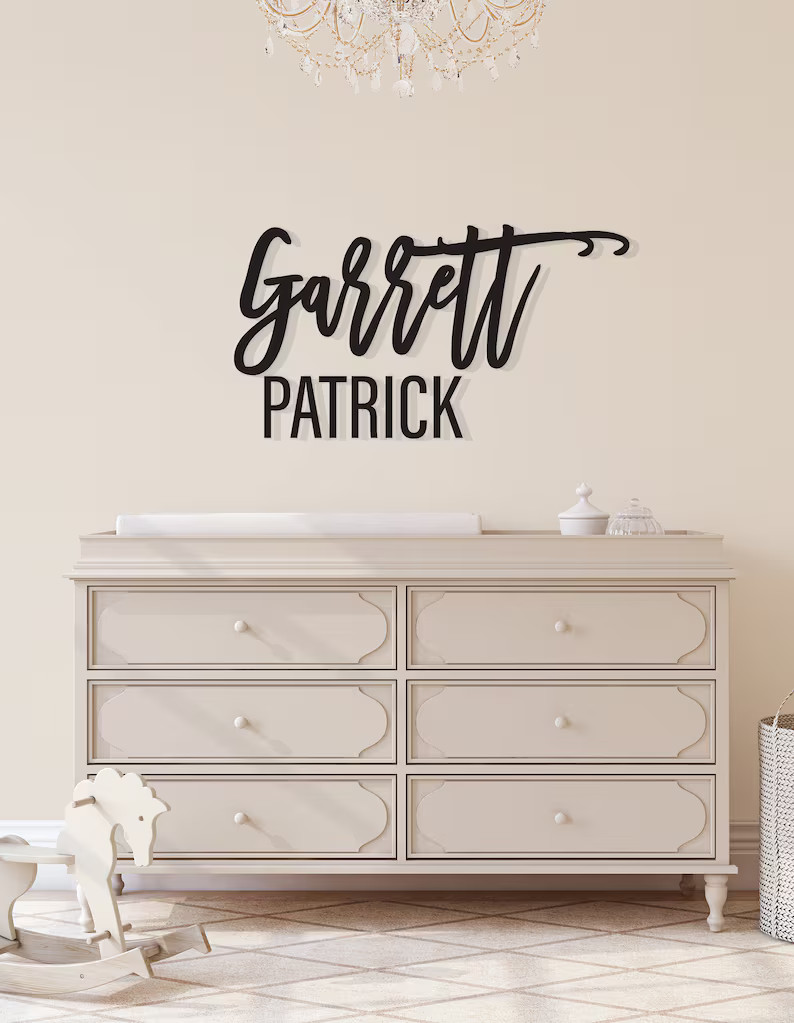 Custom Name Sign, First & Middle Name. Personalized Name Sign, Handwritten Font Personalized Wood... | Etsy (US)