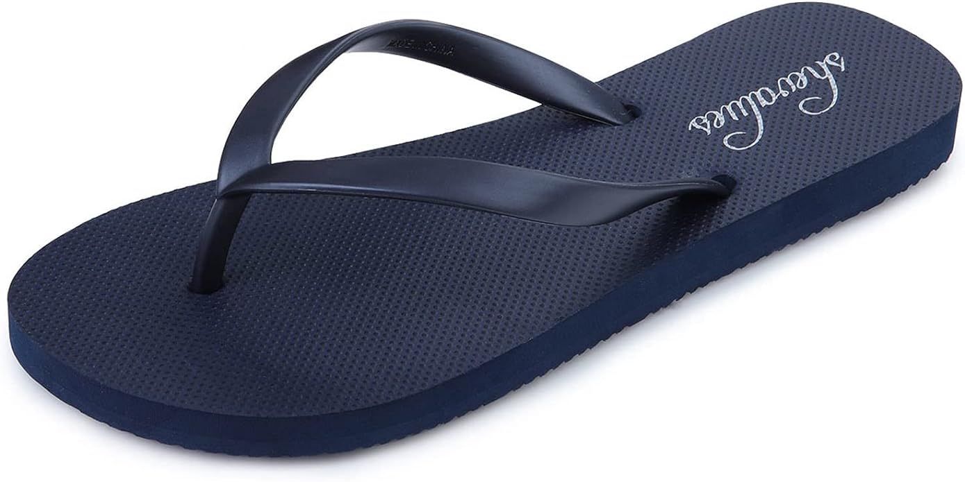 shevalues Slim Flip Flops for Women Beach Rubber Shower Shoes Basic Thong Sandals | Amazon (US)