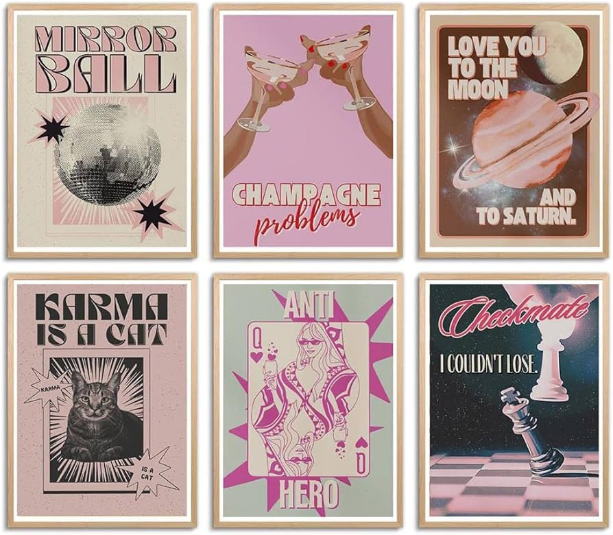Music Taylor's Poster Album Cover Limited Edition Poster For Aesthetic Preppy Room Decor Set of 6... | Amazon (US)