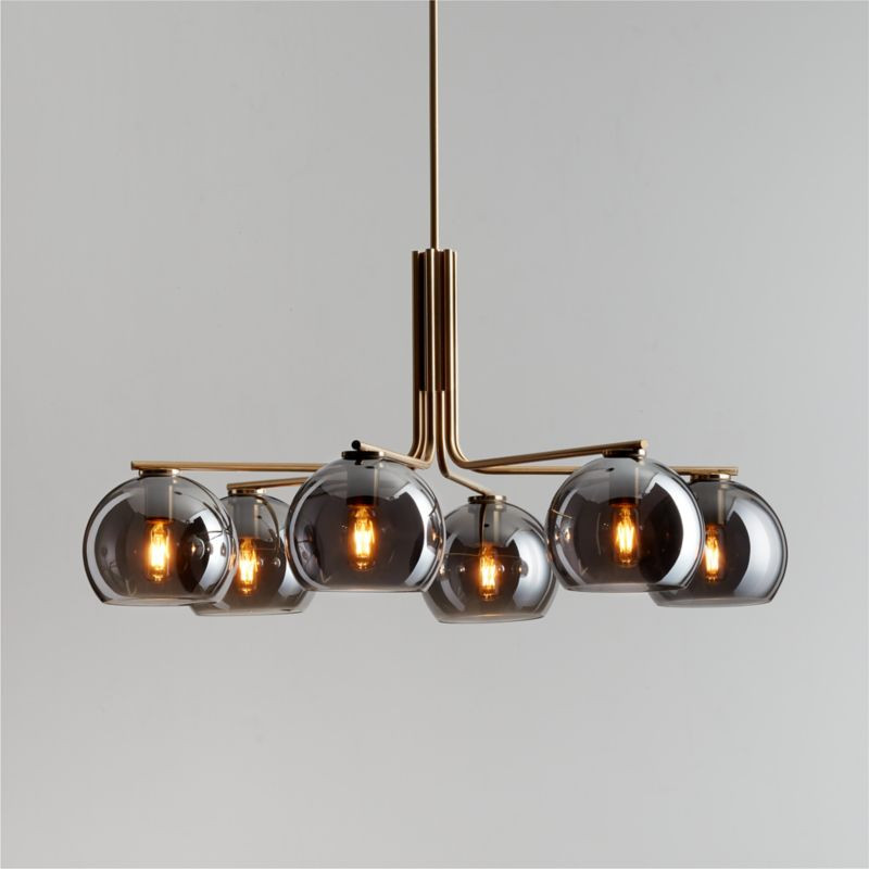 Arren Brass Chandelier Light with Round Silver Glass Shades + Reviews | Crate & Barrel | Crate & Barrel