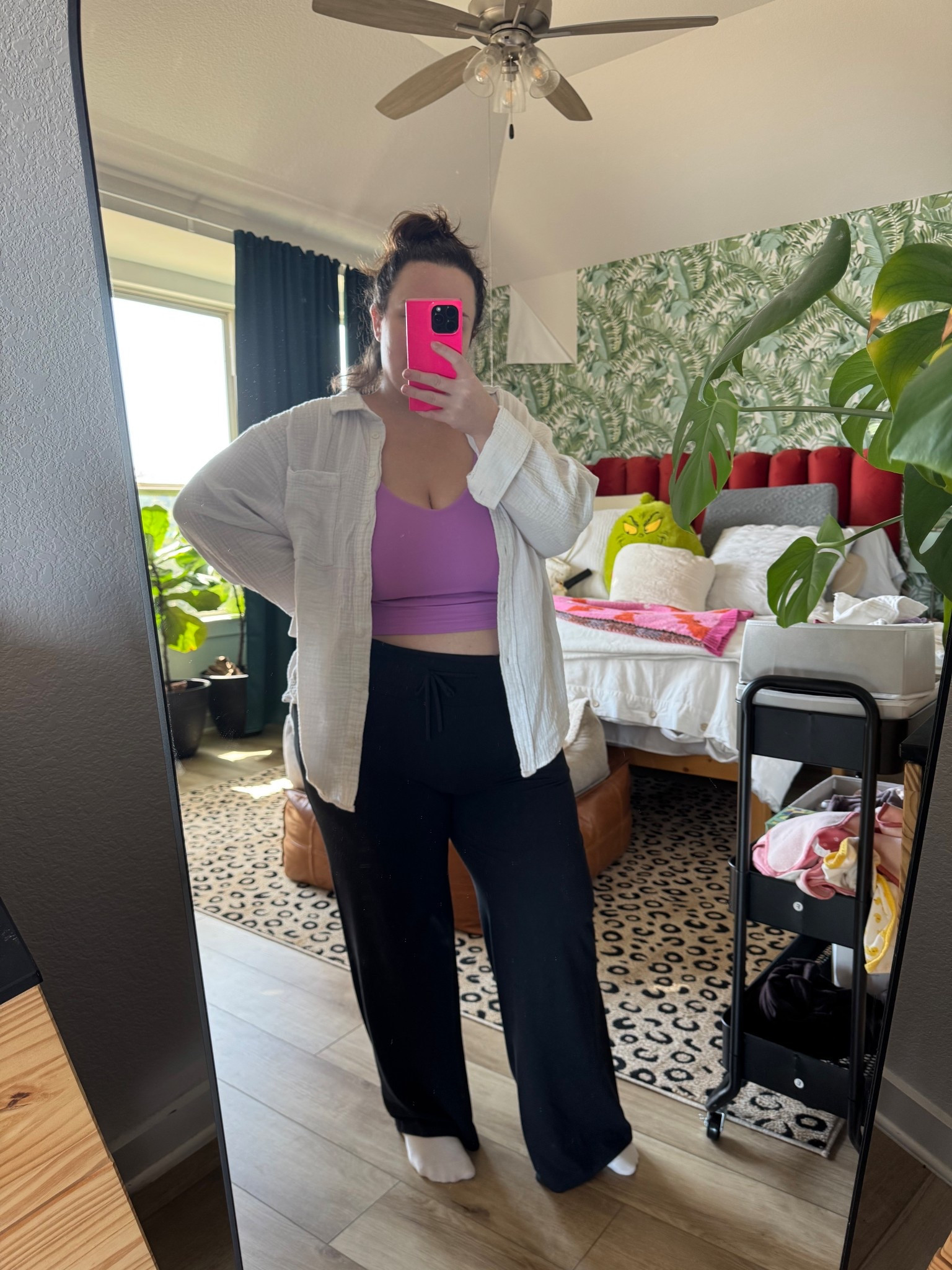 OOTD for SAHM 11 weeks postpartum! Stretchy pants are KEY!! I felt like a cool 90s mom in this fit and was soo comfy! 

#LTKPlusSize #LTKFamily #LTKMidsize