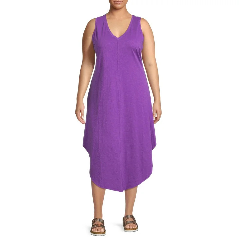 Terra & Sky Women's Plus Size V-Neck Sleeveless Tank Dress | Walmart (US)