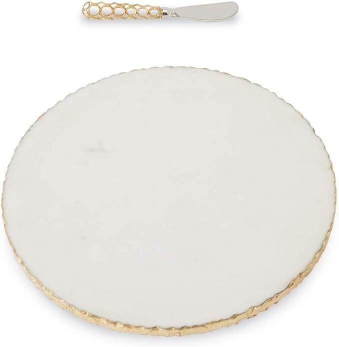 Mud Pie Gold Edge Marble Serving Board Set with Spreader, One Size, White | Amazon (US)