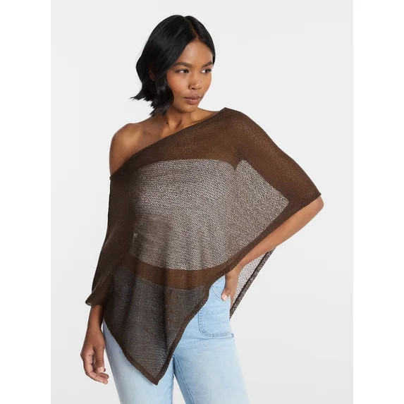 No Boundaries Asymmetrical Hem Knit Poncho Top, Women's XXS-XXL | Walmart (US)