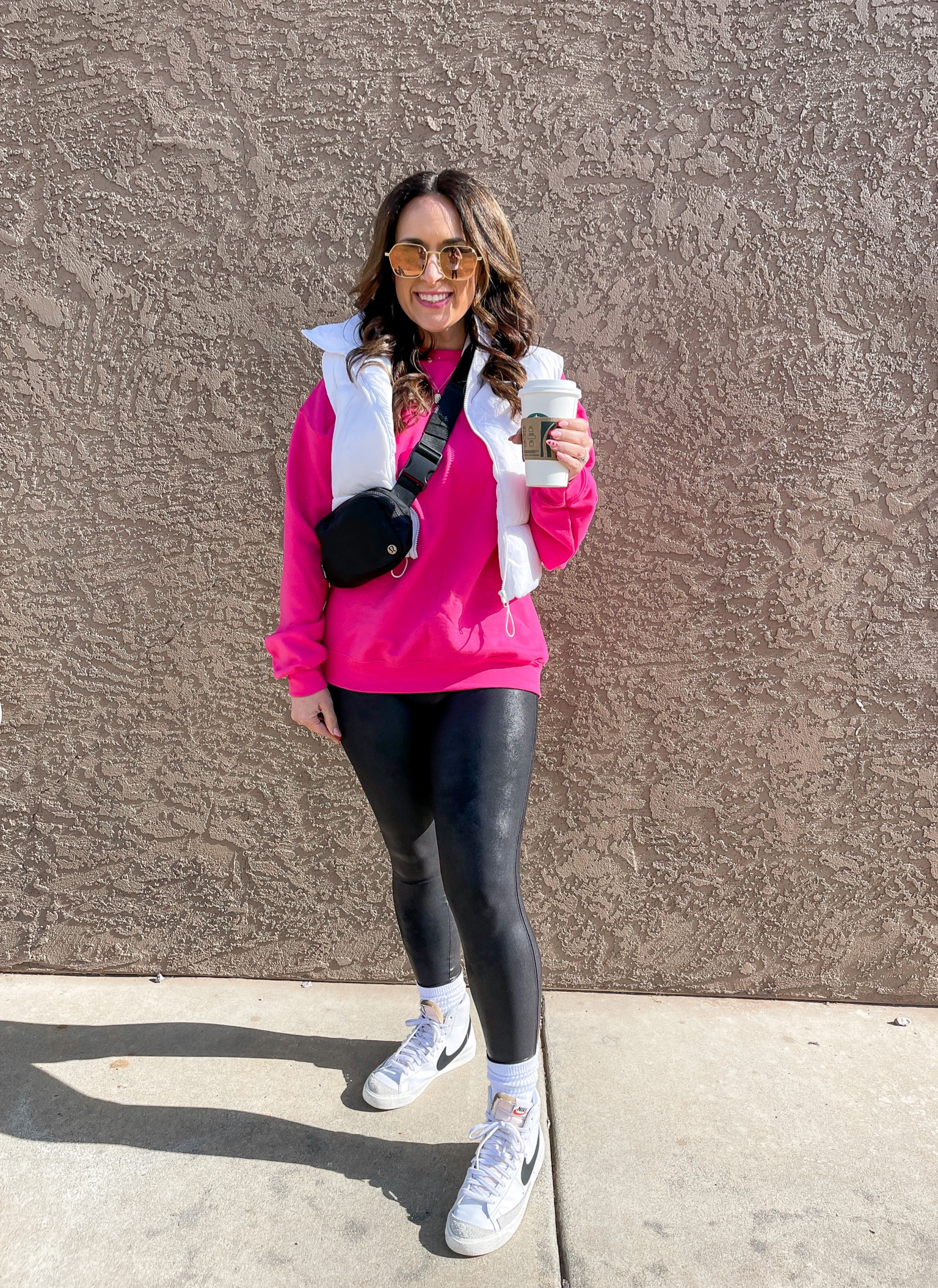 A cool morning out at the baseball field deserved a cute, comfy mom look. Spanx leggings, Amazon sweatshirt and vest, Nike blazers and the Lulu belt bag. Everything linked. 

#LTKSeasonal #LTKfit #LTKshoecrush