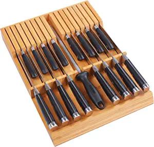 Utoplike In-drawer Knife Block Bamboo Kitchen Knife Drawer Organizer,Large handle Steak knife Hol... | Amazon (US)