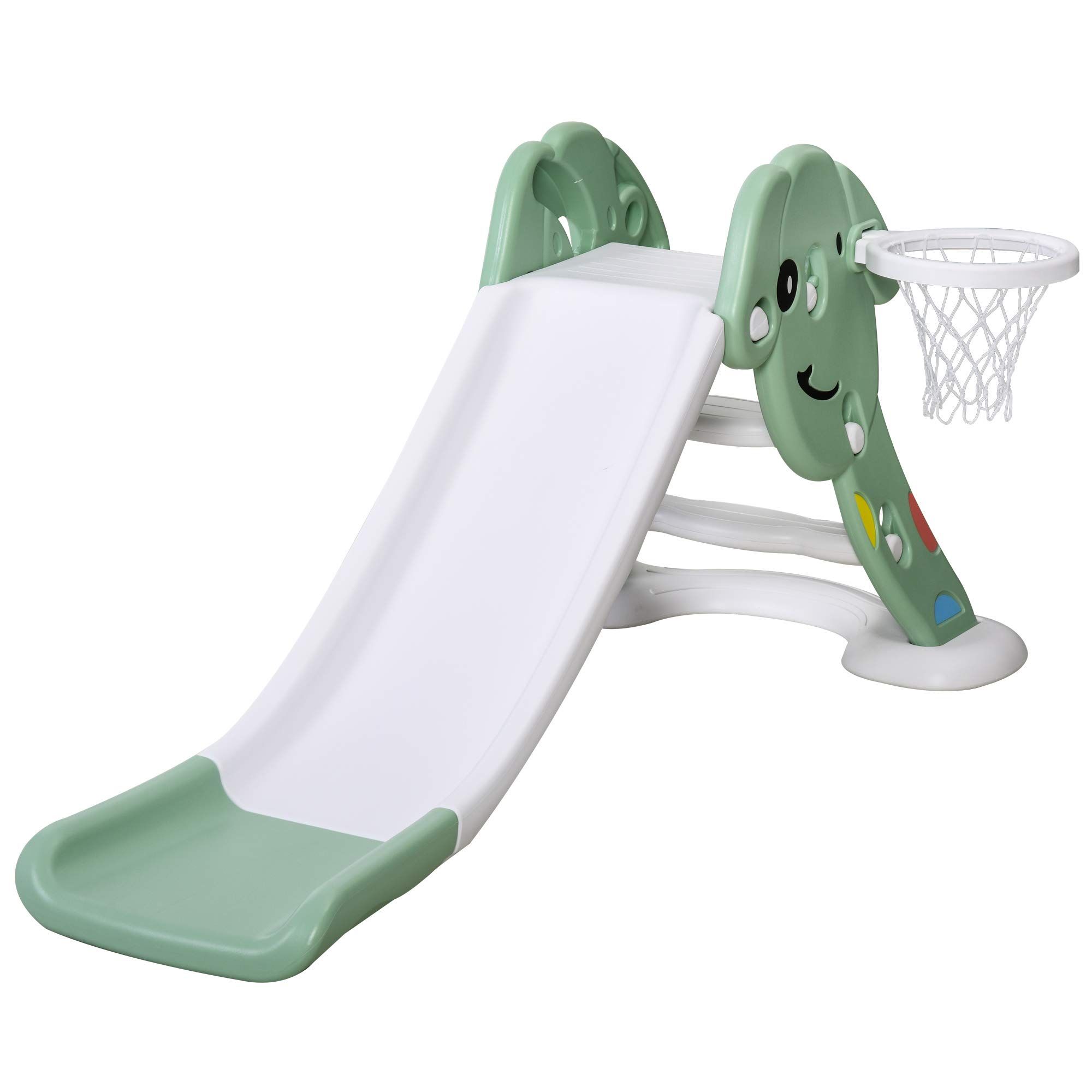 Qaba Indoor/Outdoor Kids Toy Slide with a Safety Triangle Design, Texturized Steps, & Side Basketbal | Amazon (US)